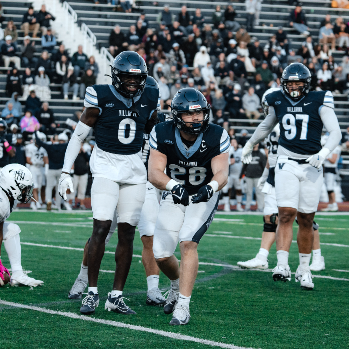 Graduate linebacker Brendan Bill contributed significantly to Villanova's "Battle of the Blue" victory on Nov. 23, scoring two touchdowns and leading the Wildcats with 11 tackles.